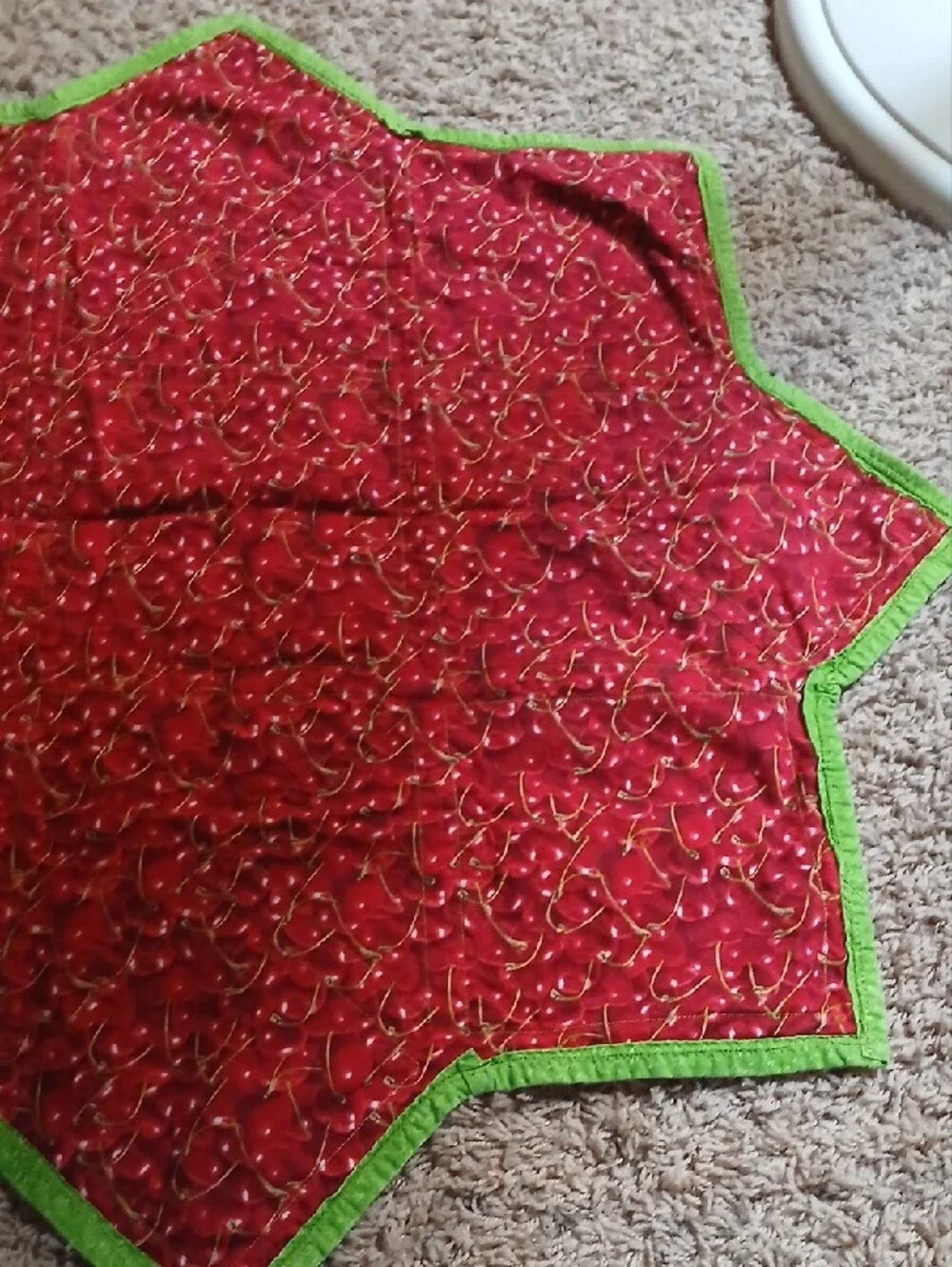 Star Patchwork Picnic Quilt - Blue, Red, Green